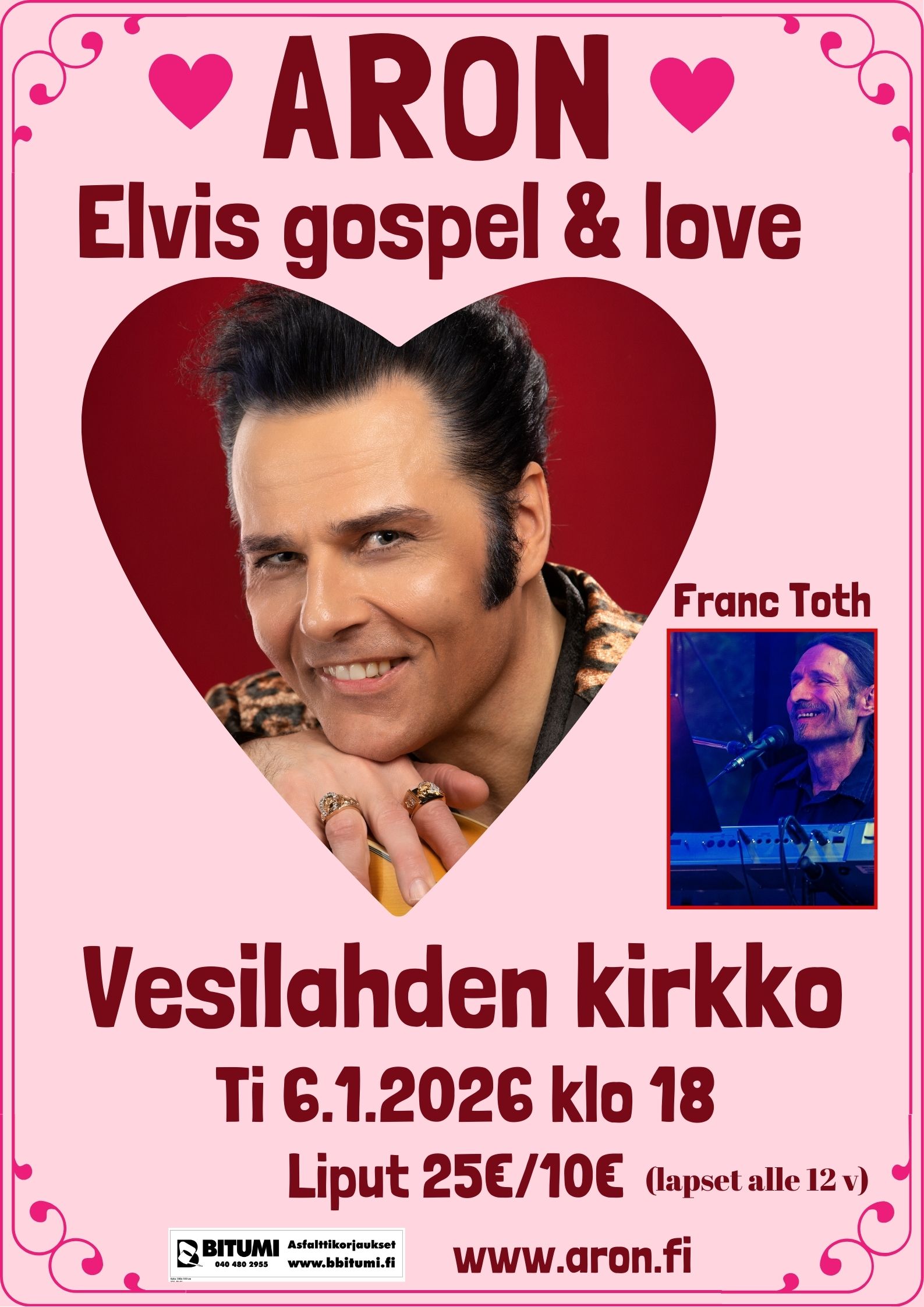 Aron & Franc Toth – Elvis gospel & love – konsertti Vesilahden kirkossa