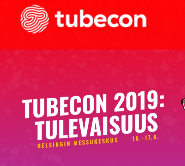 tubecon-tapahtuman logo ja teema 2019: tulevaisuus.