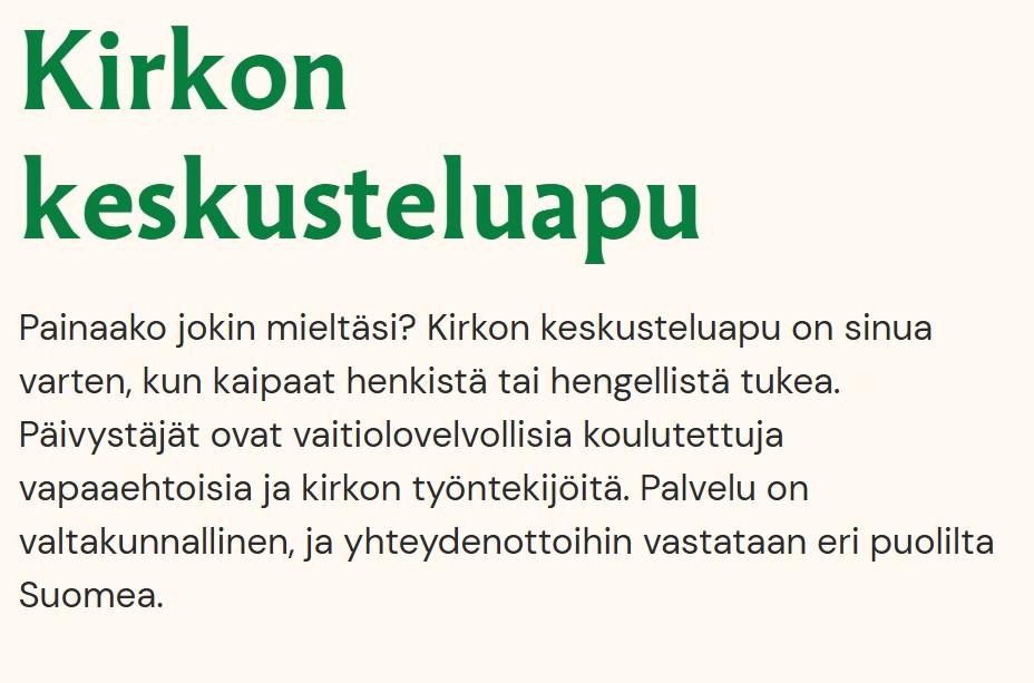 Kirkon keskusteluapu.